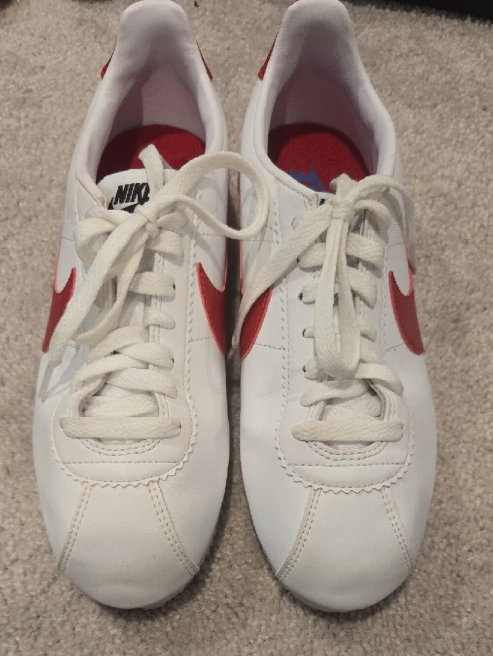 NIKE‎ Forrest Gump Cortez White/Red/Blue Leather Sneakers Size 8.5 Mens